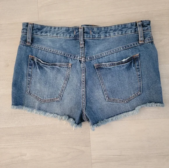Free People Blue Distressed Jean Shorts - Picture 6 of 9